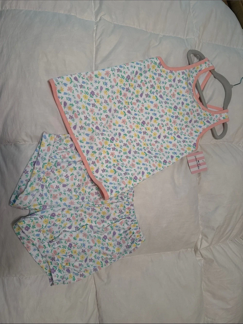 James and Lottie Pima Cotton Banded Floral Short Set with Swing Top SZ 6